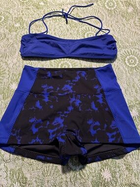Fabletics Royal Blue and Black Swim Bikini Set